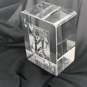 Oleg Cassini King of Hearts Poker Playing Card Crystal Paperweight